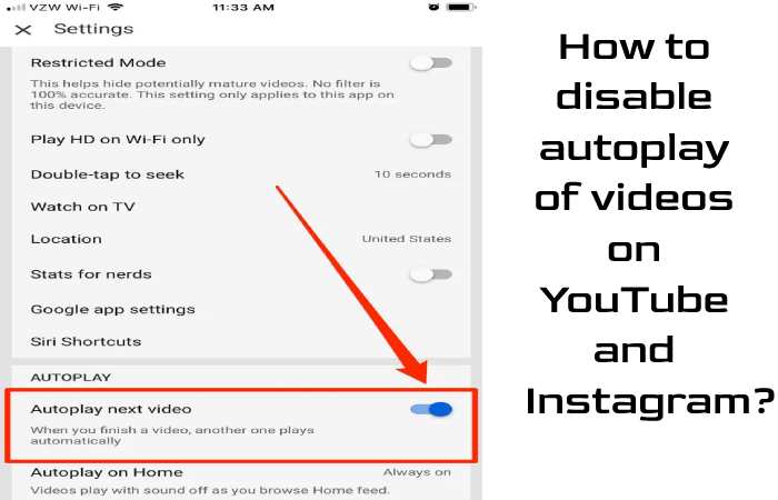 How to disable autoplay of videos on YouTube and Instagram