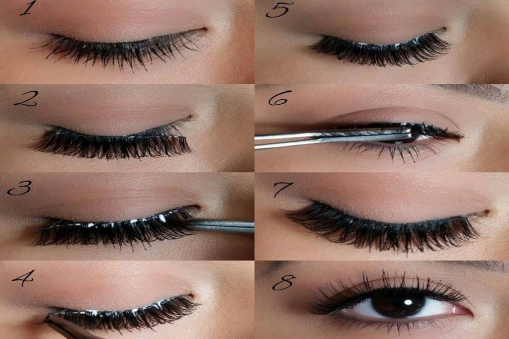 How to apply false eyelashes