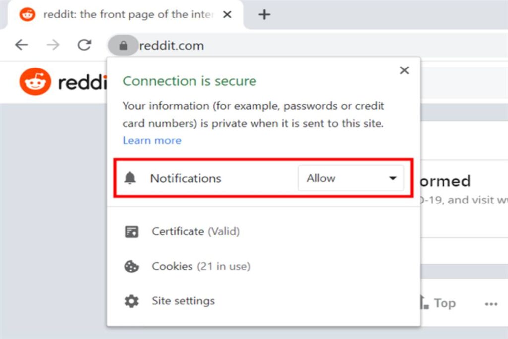 Turn off Reddit notifications Chrome